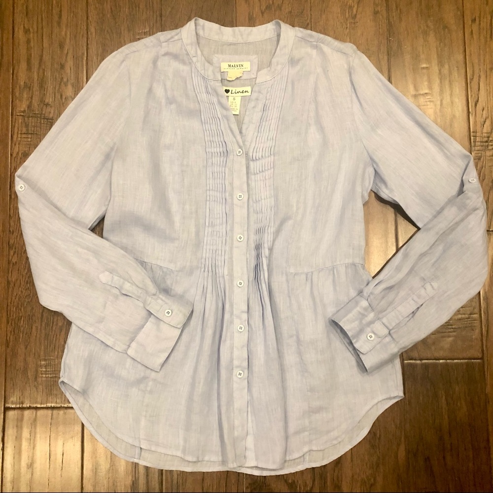 - - Malvin I Love Linen Blue Tunic Size Small US6